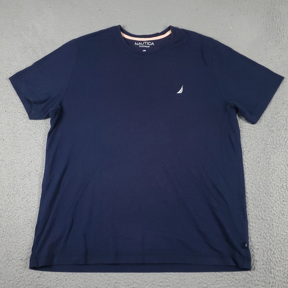 Nautica T Shirt Mens Large Blue Sleepwear Short Sleeve Logo Crew Neck Tee